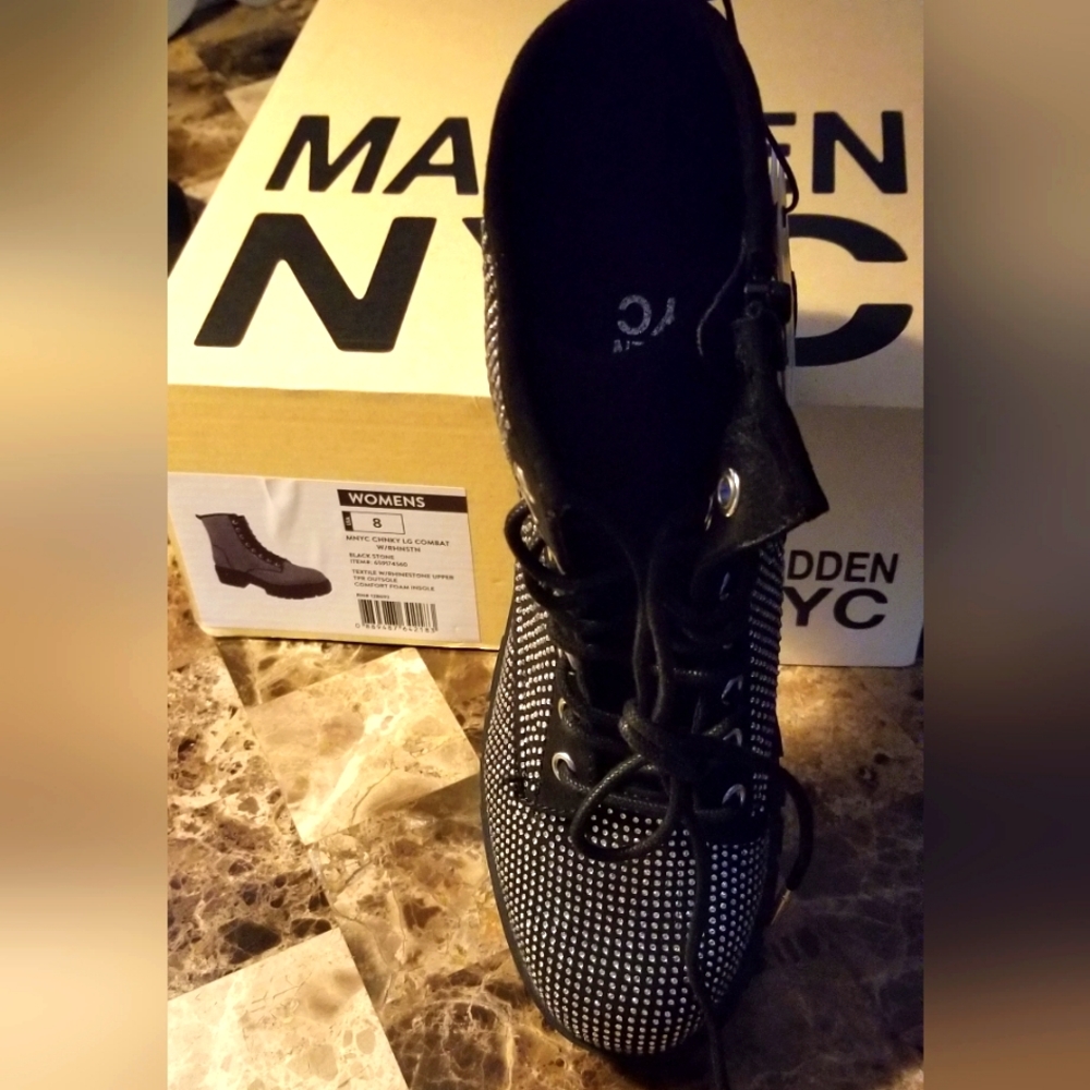 Madden NYC Black Ston Combat Boots.